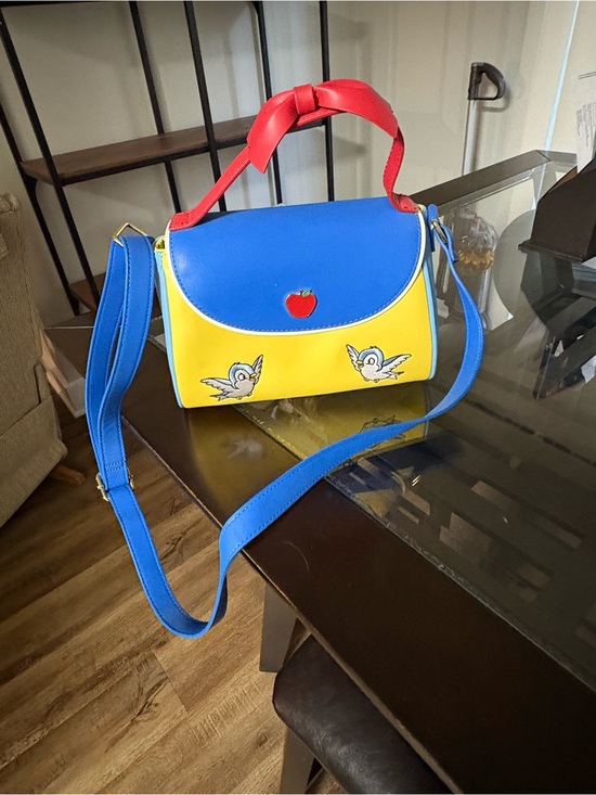 Handbags - Blue & Yellow Crossbody Bag with Red Handle - Women Bags